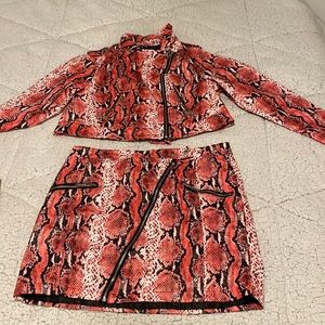 Red snake print jacket set